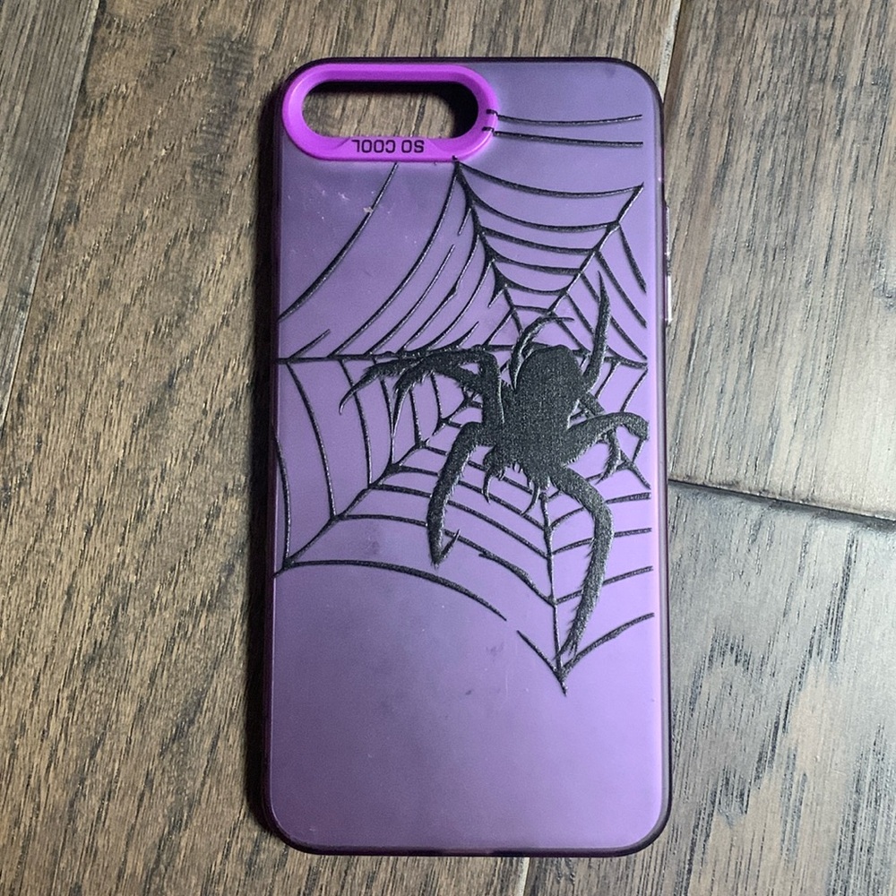 Purple shiny spider web iPhone 8 Plus phone case